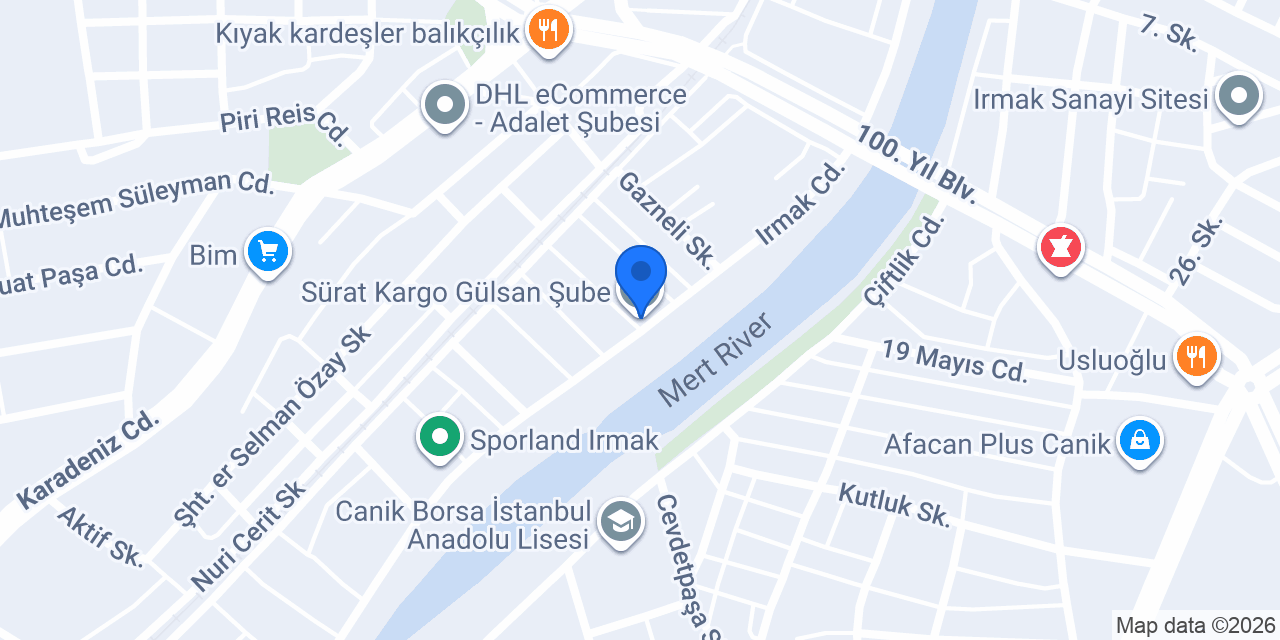Sürat Kargo Gülsan Şube konumu