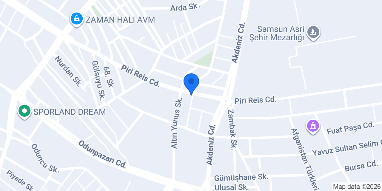 Gergimax Samsun Gergi Tavan Sistemleri konumu
