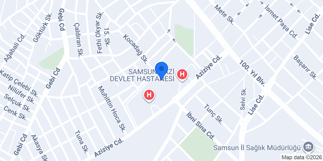 Gazi Devlet Hastanesi konumu