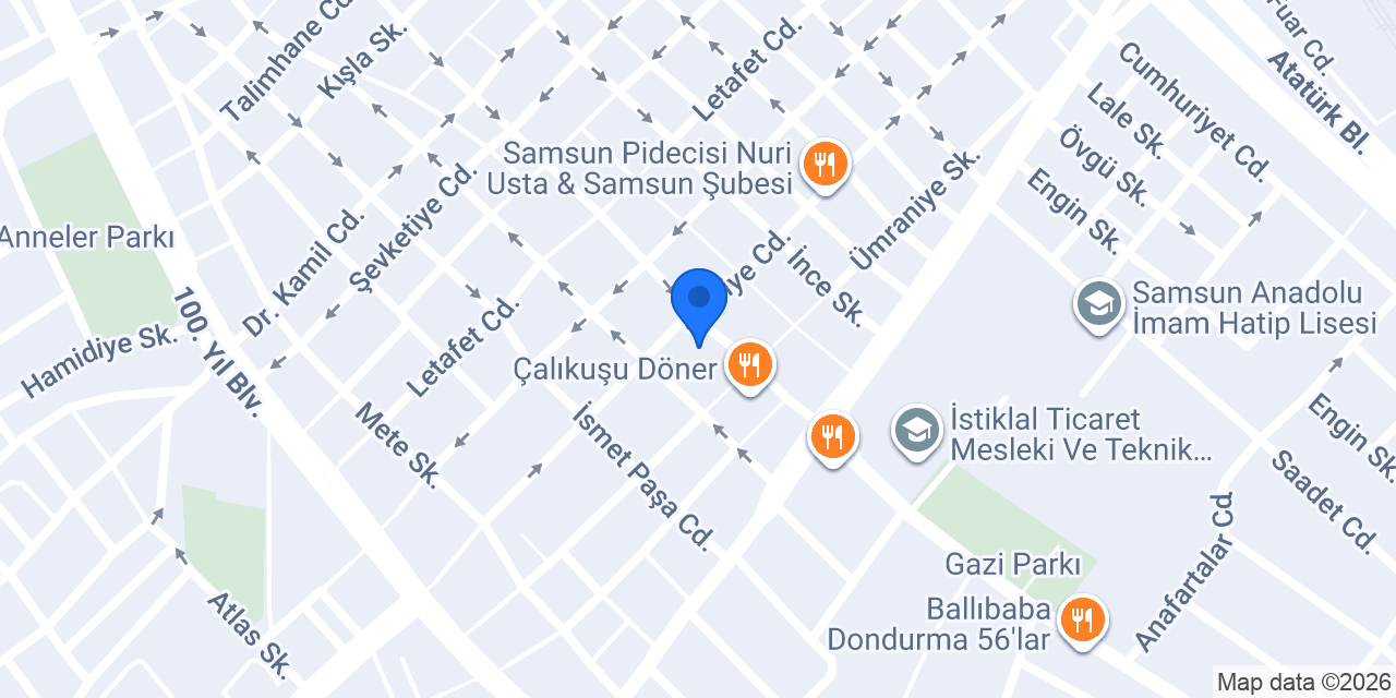 Samsun Bilgisayar Kursu konumu