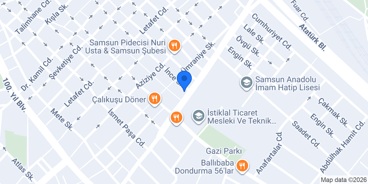 Yataş Bedding Samsun Örnek Mobilya konumu