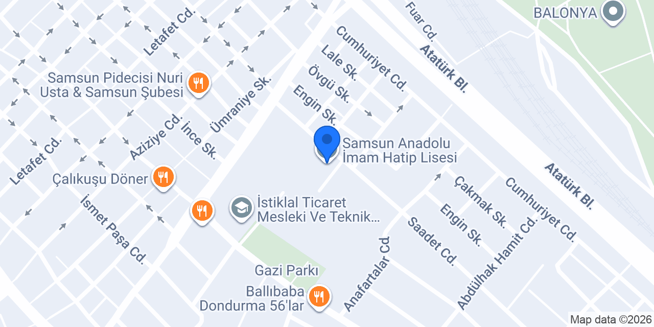 Samsun Anadolu İmam Hatip Lisesi konumu