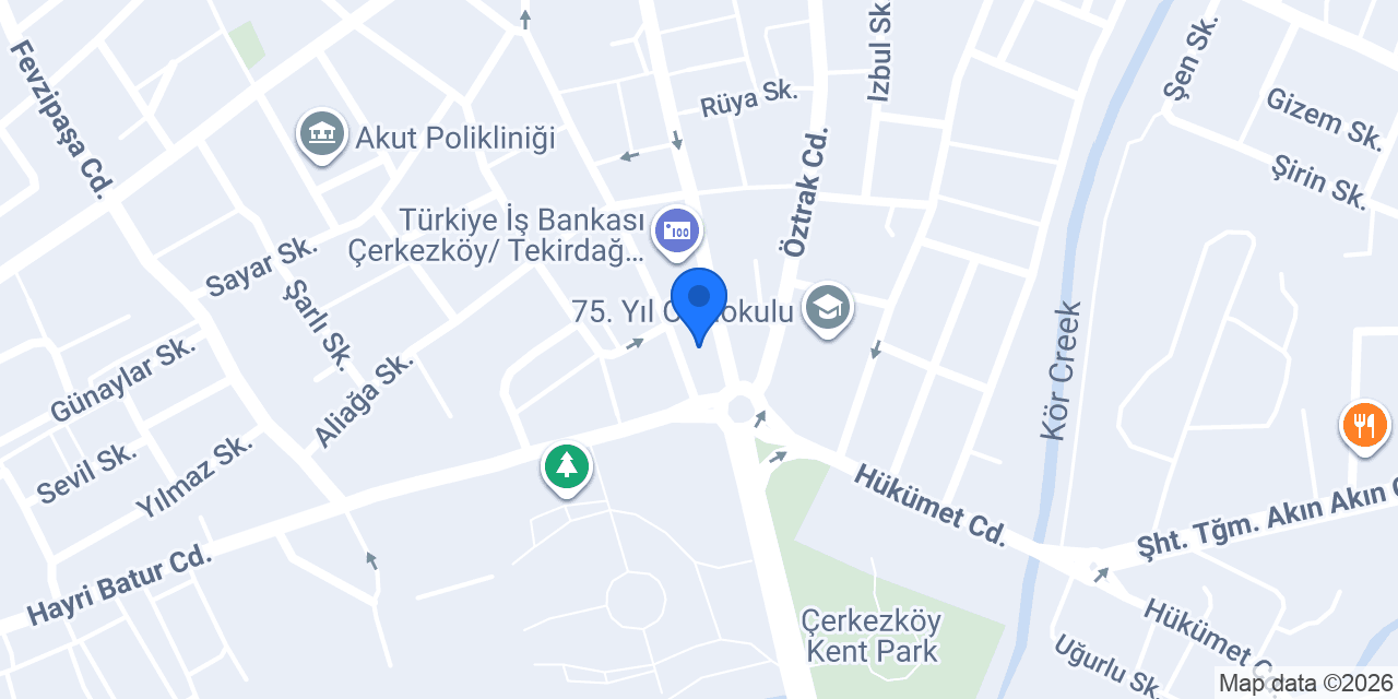 TEB Çerkezköy Şubesi konumu