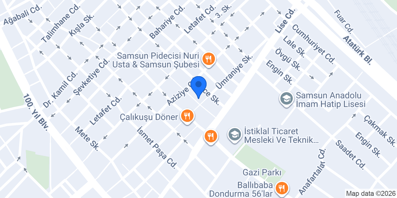 Samsun Dövme Atolyesi konumu