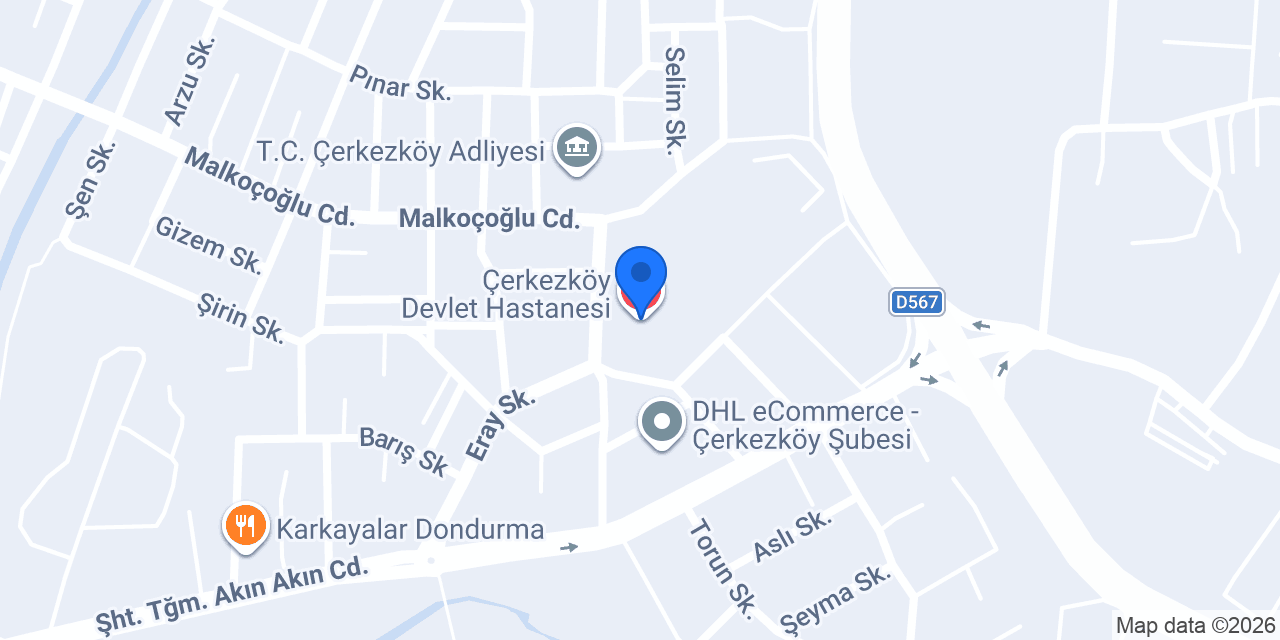 Çerkezköy Devlet Hastanesi konumu