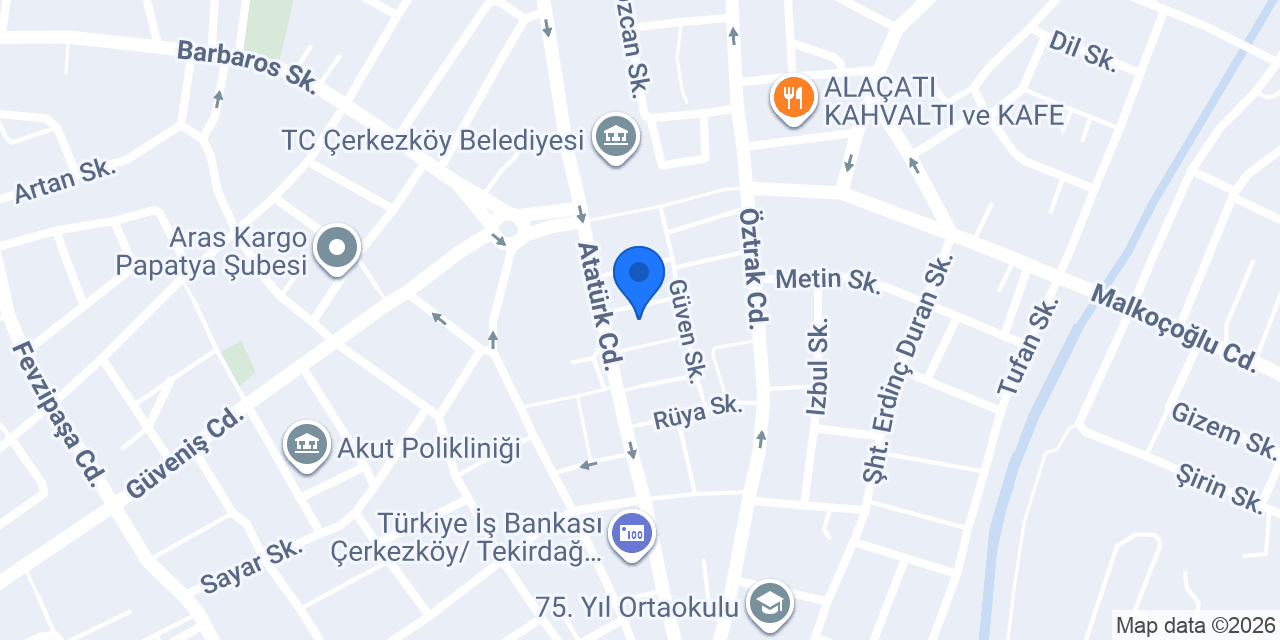 Yapı Kredi - Çerkezköy Şubesi konumu