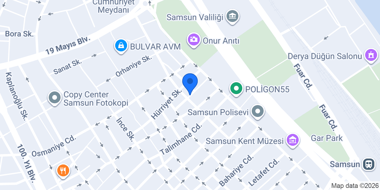 Ceylan Otel Samsun konumu