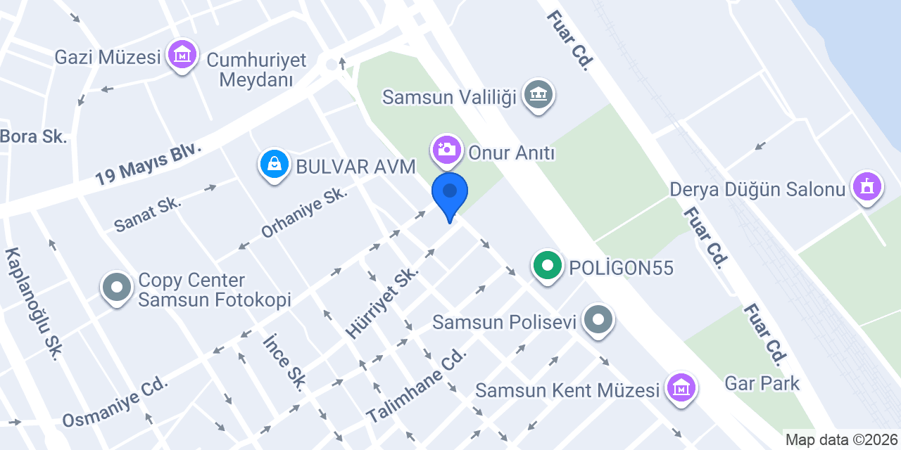 Samsun Noter Odası konumu
