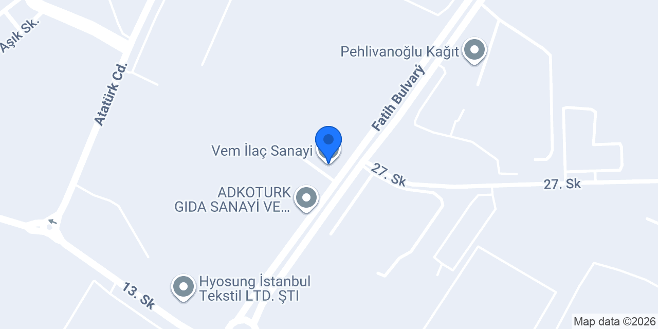 Vem İlaç Sanayi konumu