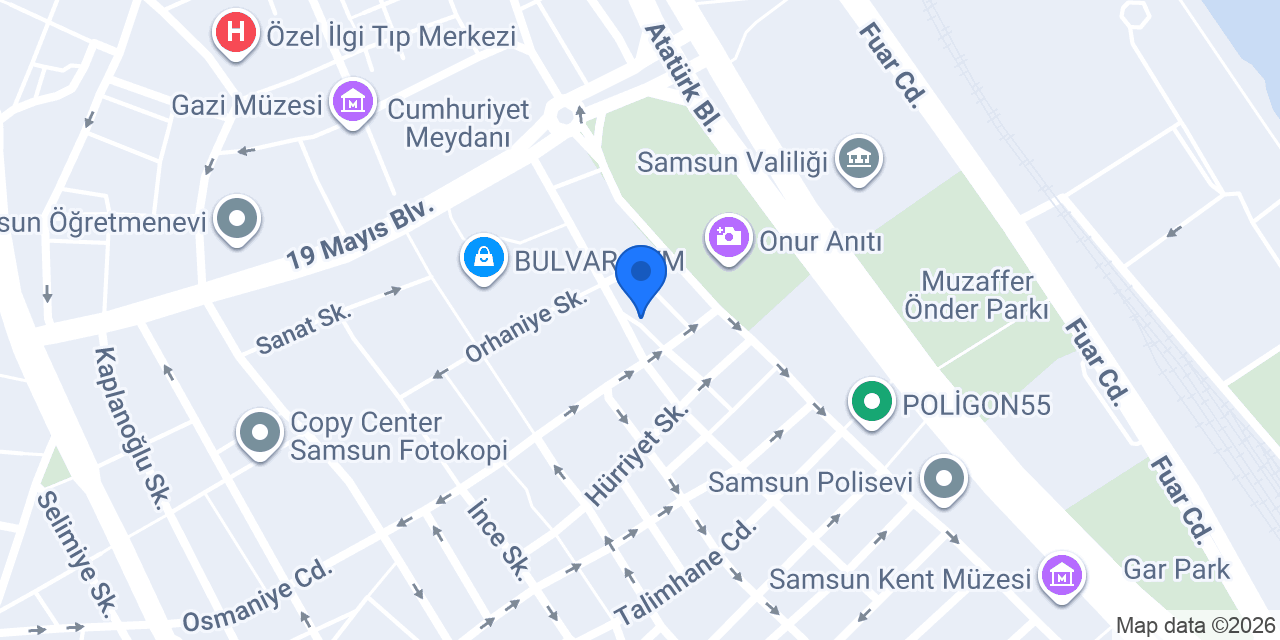 Samsun Amazon Hotel konumu