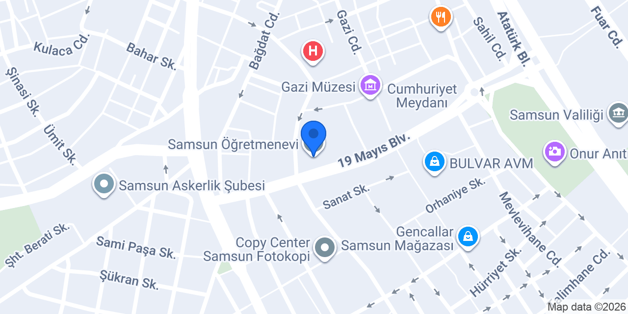 Samsun Öğretmenevi konumu