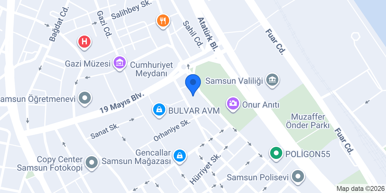 TBANK SAMSUN ŞUBESİ konumu