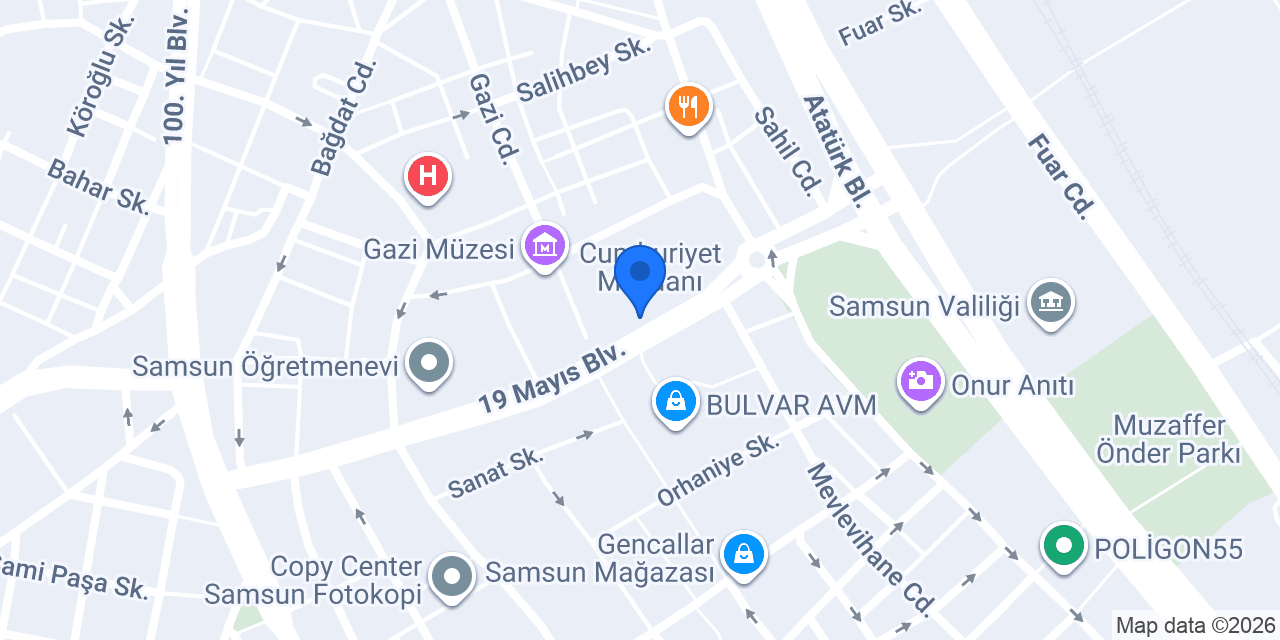 E-İMZATR Samsun Şubesi konumu