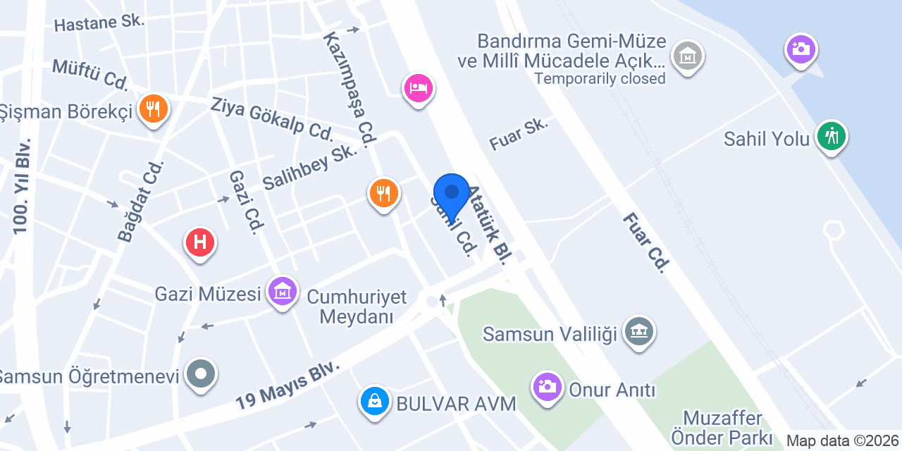 Neba Royal Hotel Samsun konumu