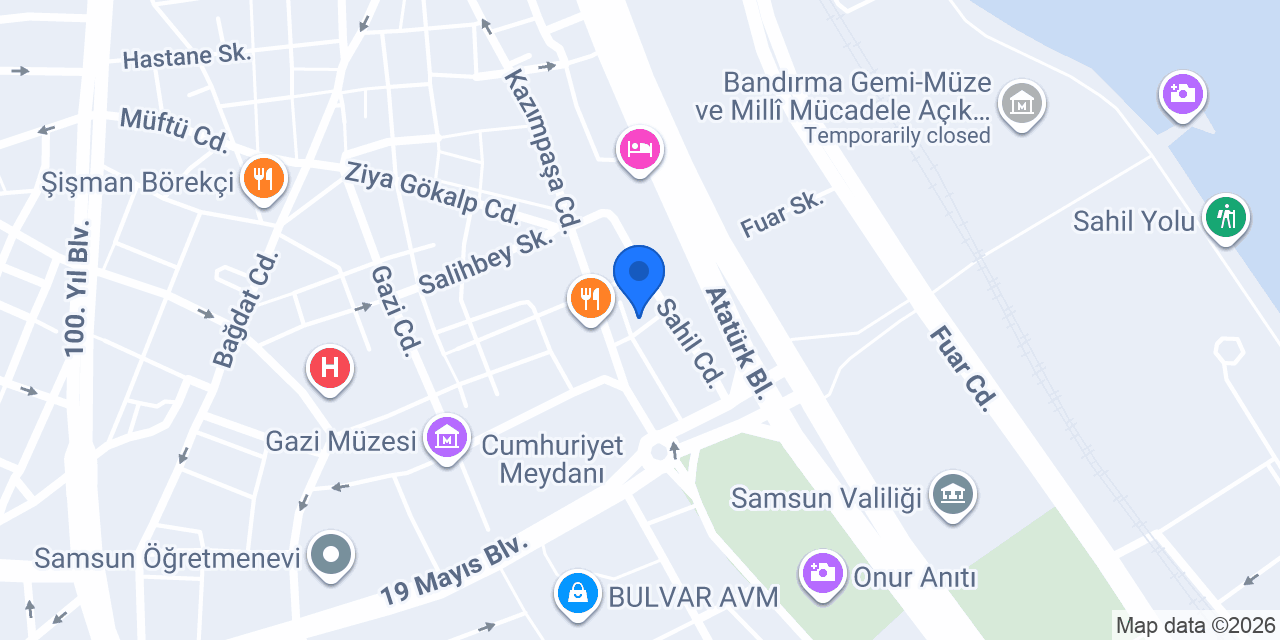 Samsun Merkez Apart konumu