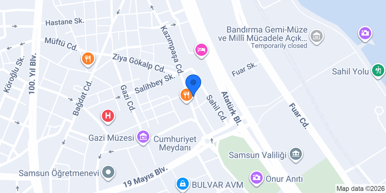 Türkiye Finans Samsun Şubesi konumu