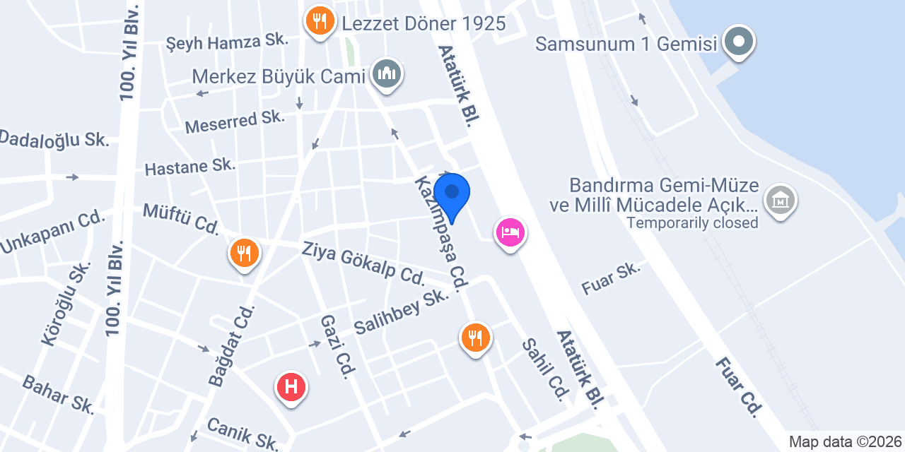 Garanti BBVA Samsun Şubesi konumu