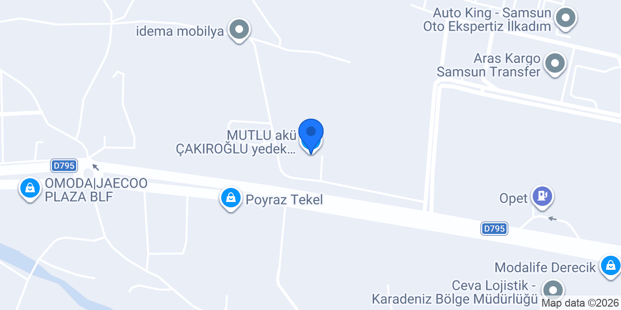 MUTLU akü ÇAKIROĞLU yedek parça konumu