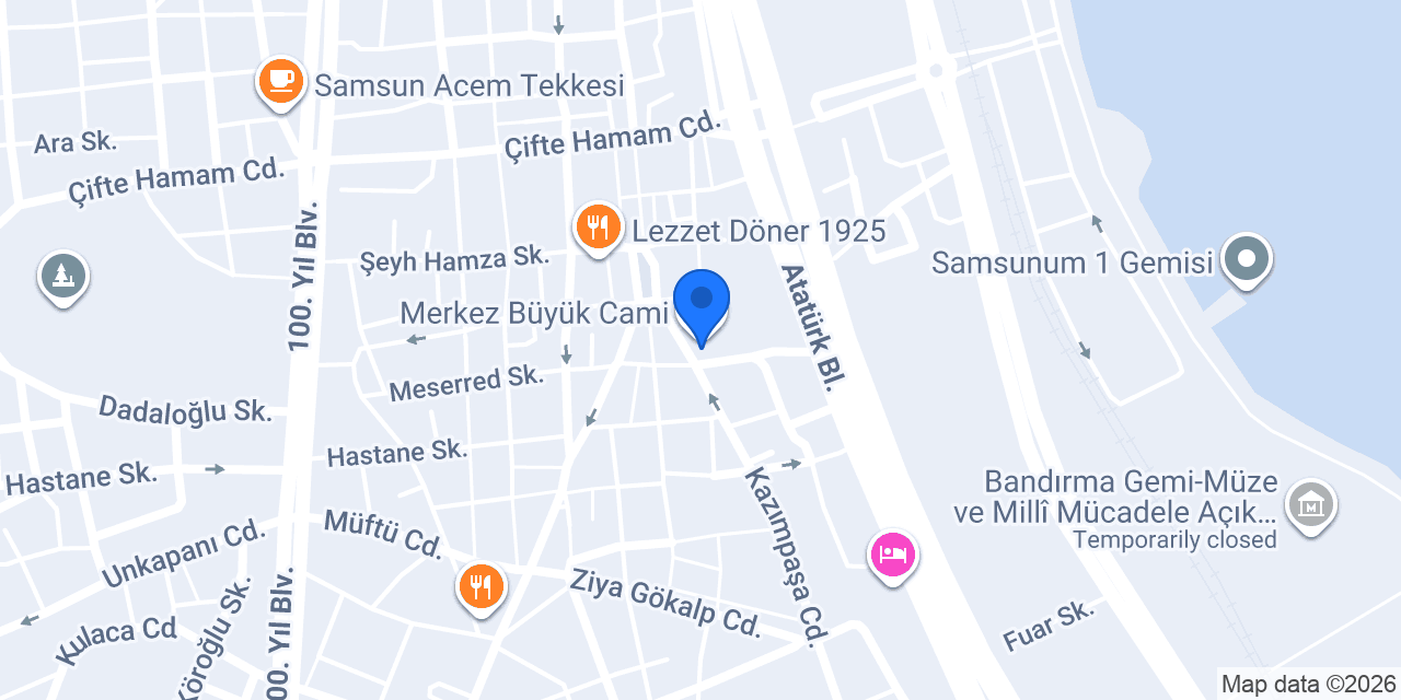 Hisar Sigorta Samsun Şube konumu
