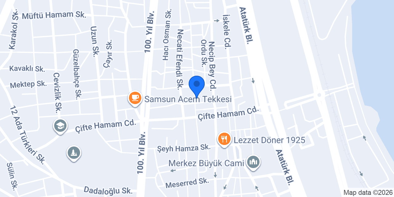 TDV Samsun Kitabevi konumu