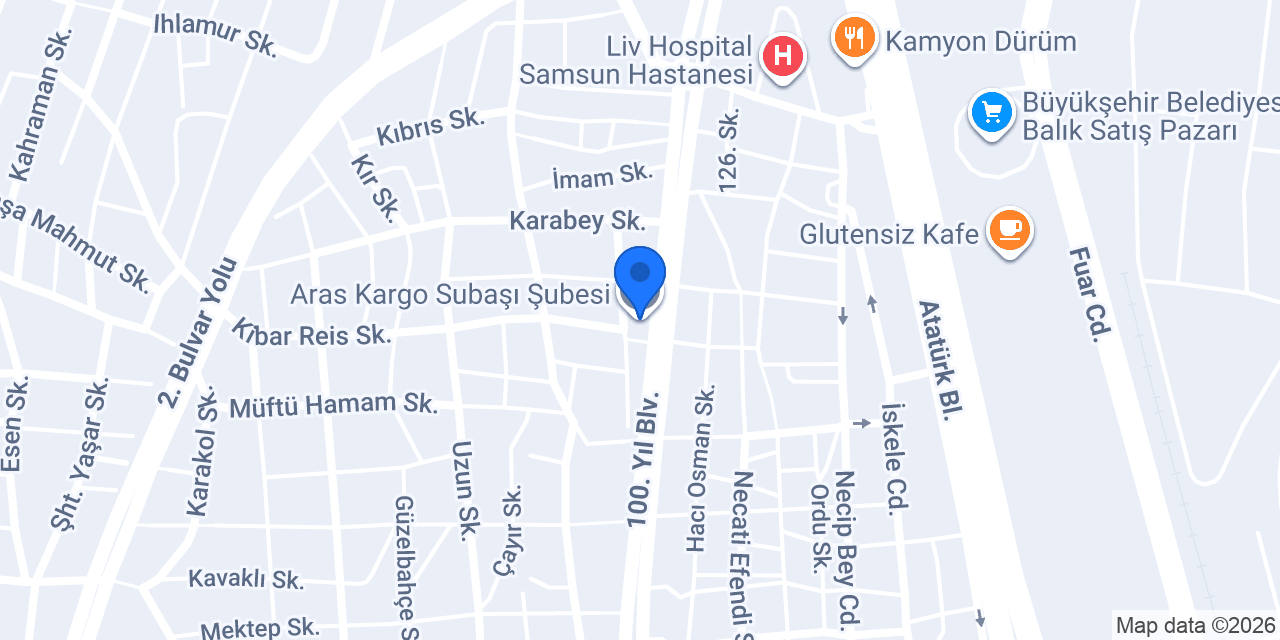 Aras Kargo Subaşı Şubesi konumu