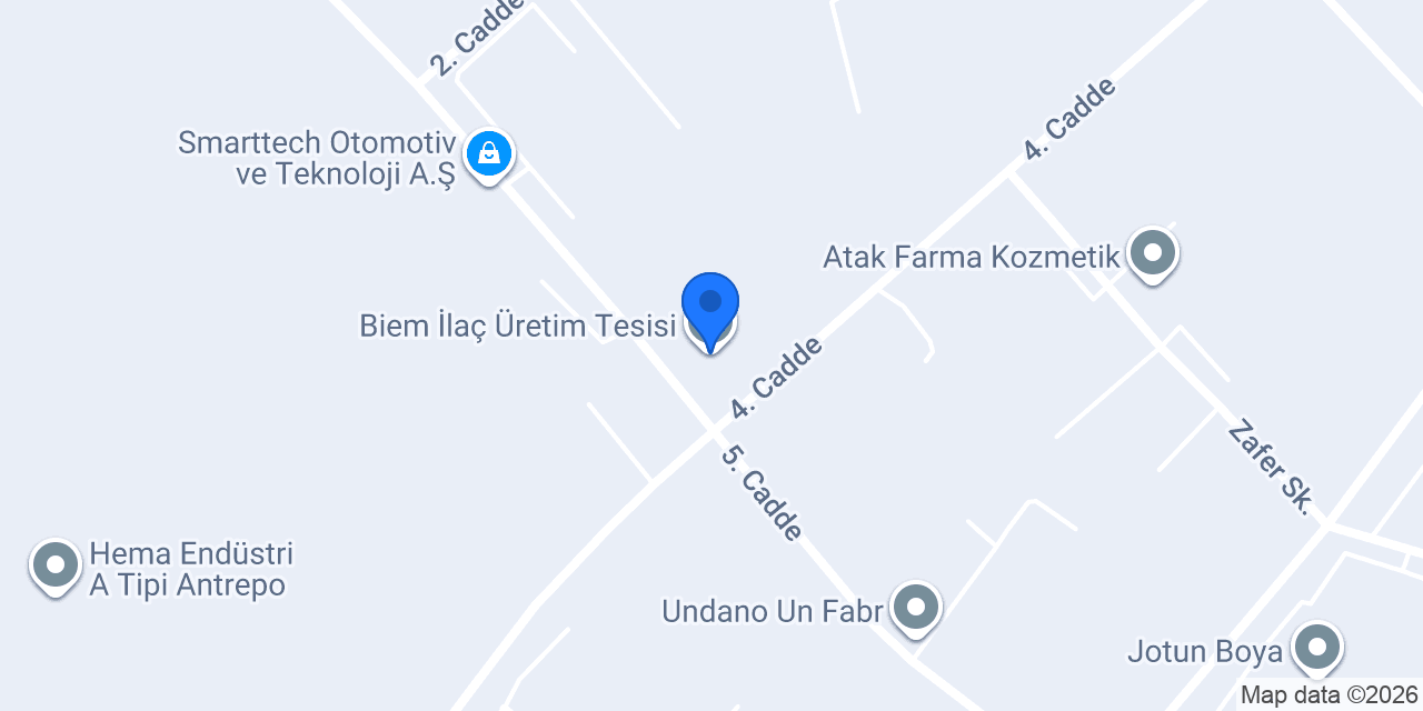 Biem İlaç Üretim Tesisi konumu