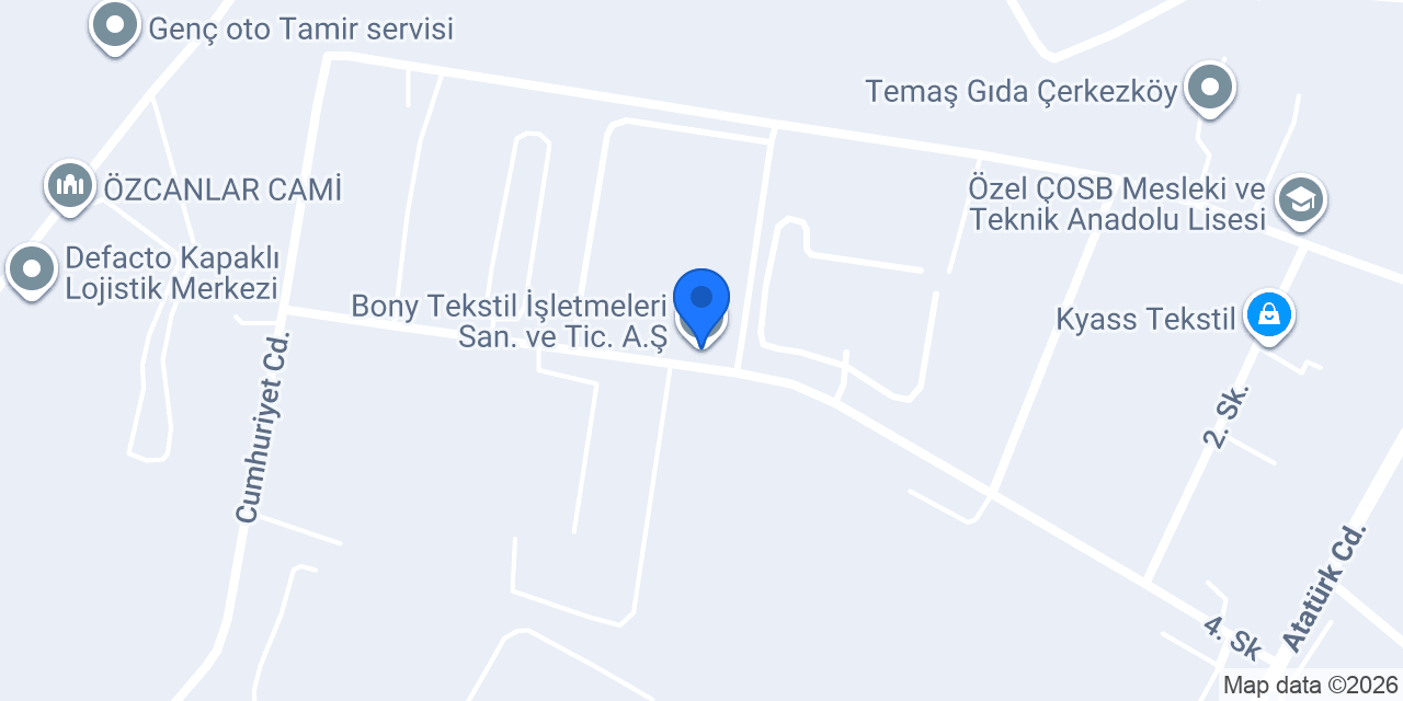 Bony Tekstil İşletmeleri San. ve Tic. A.Ş. konumu