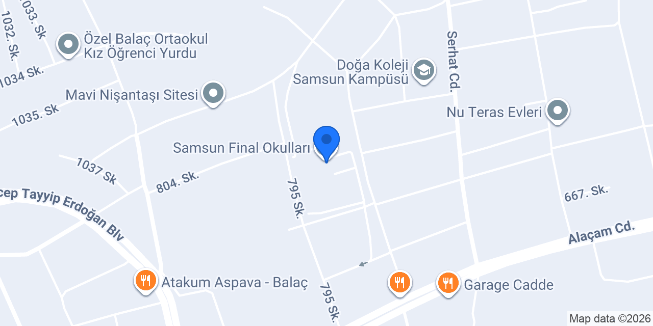 Samsun Final Okulları konumu