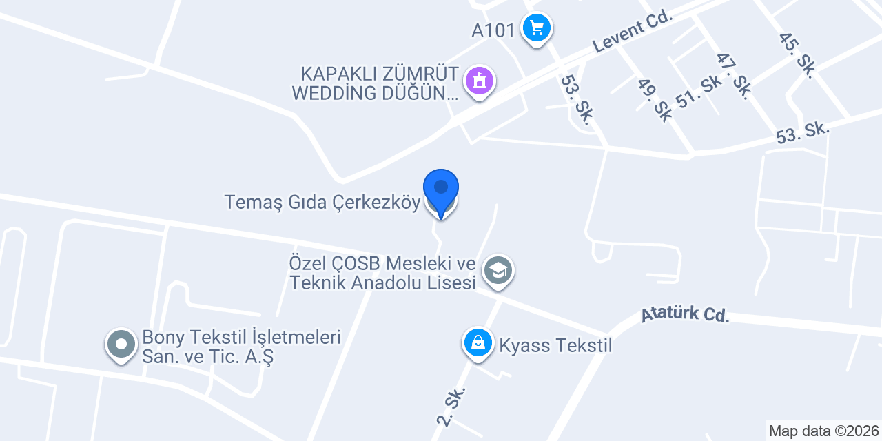 Temaş Gıda Çerkezköy konumu