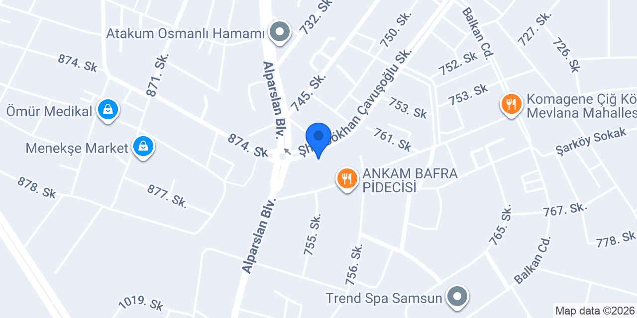 Samsun Ofis Mobilya Samclass konumu