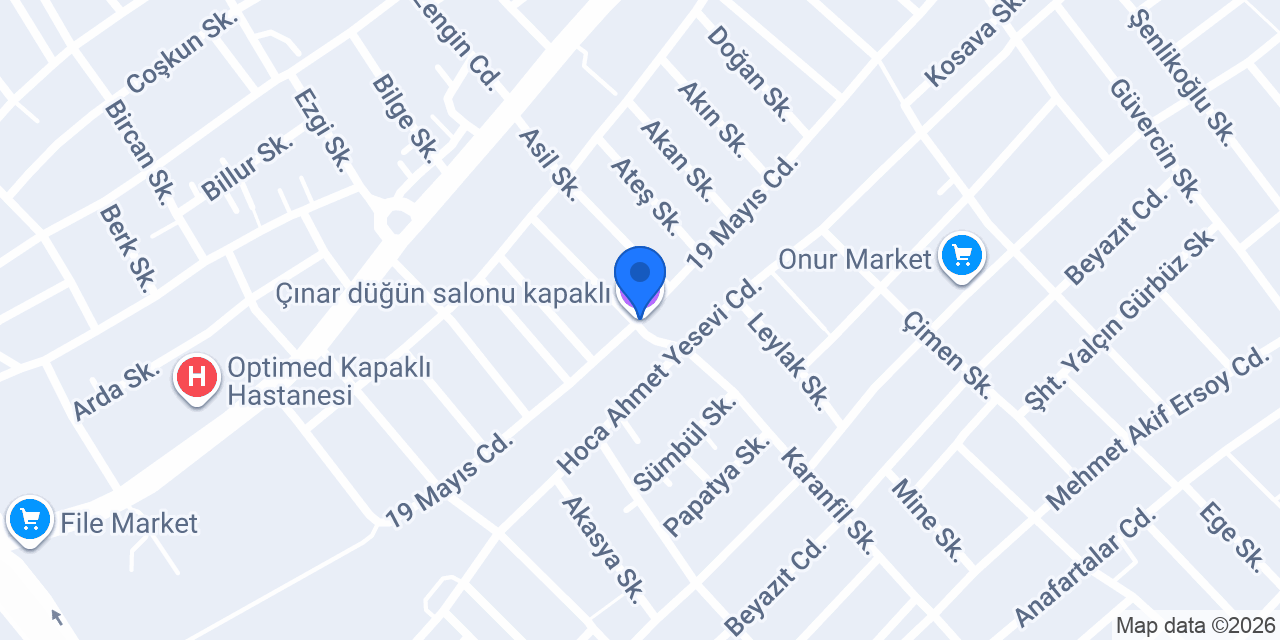 Çınar düğün salonu kapaklı konumu