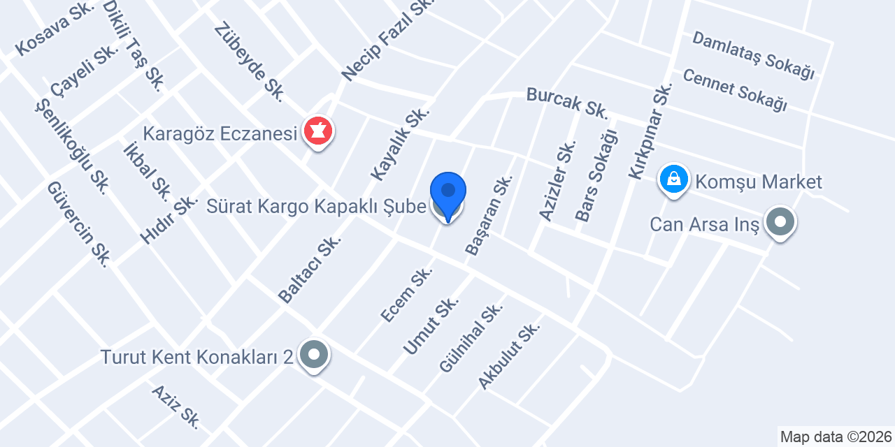Sürat Kargo Kapaklı Şube konumu