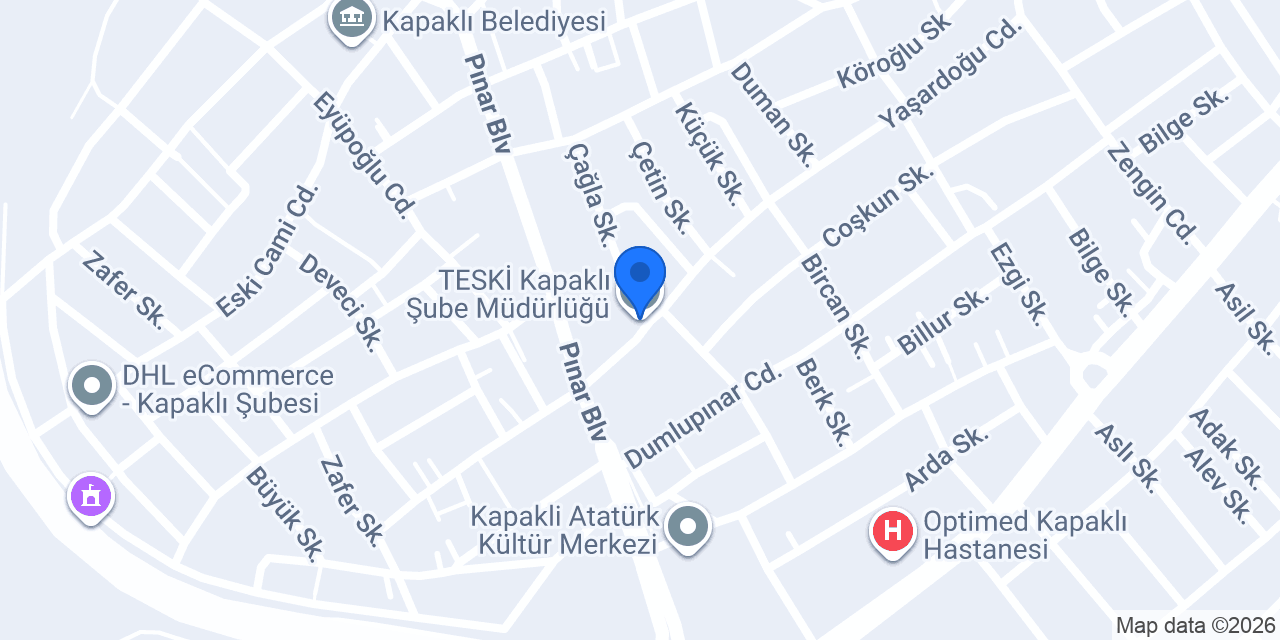 TESKİ Kapaklı Şube Müdürlüğü konumu