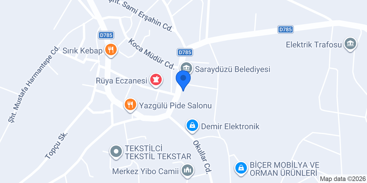 Saraydüzü İlçe Emniyet Müdürlüğü konumu