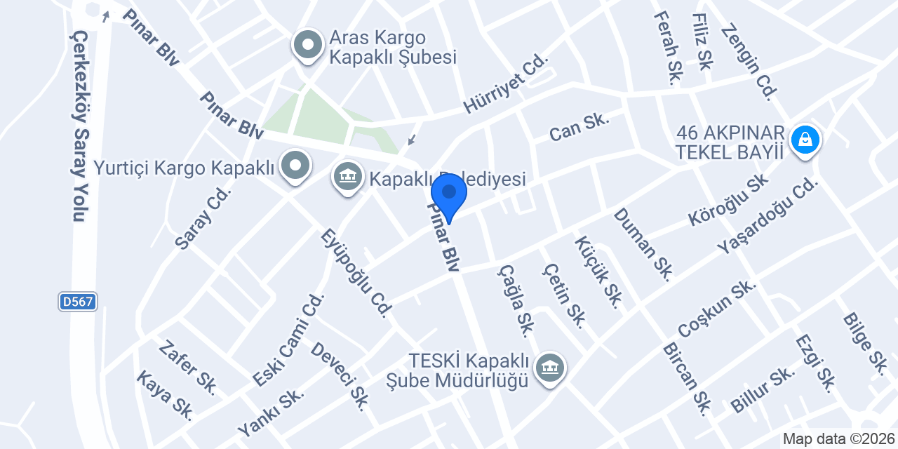 Halkbank Kapaklı Şubesi konumu