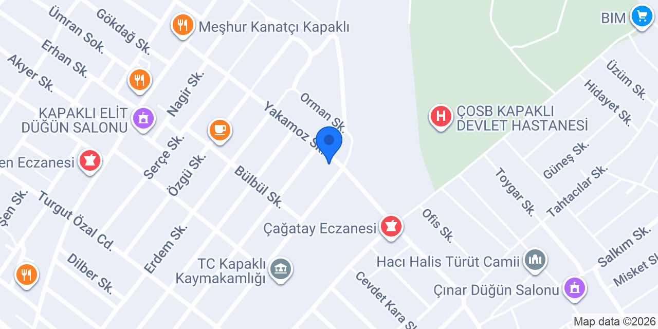 Kapaklı Apart Otel konumu