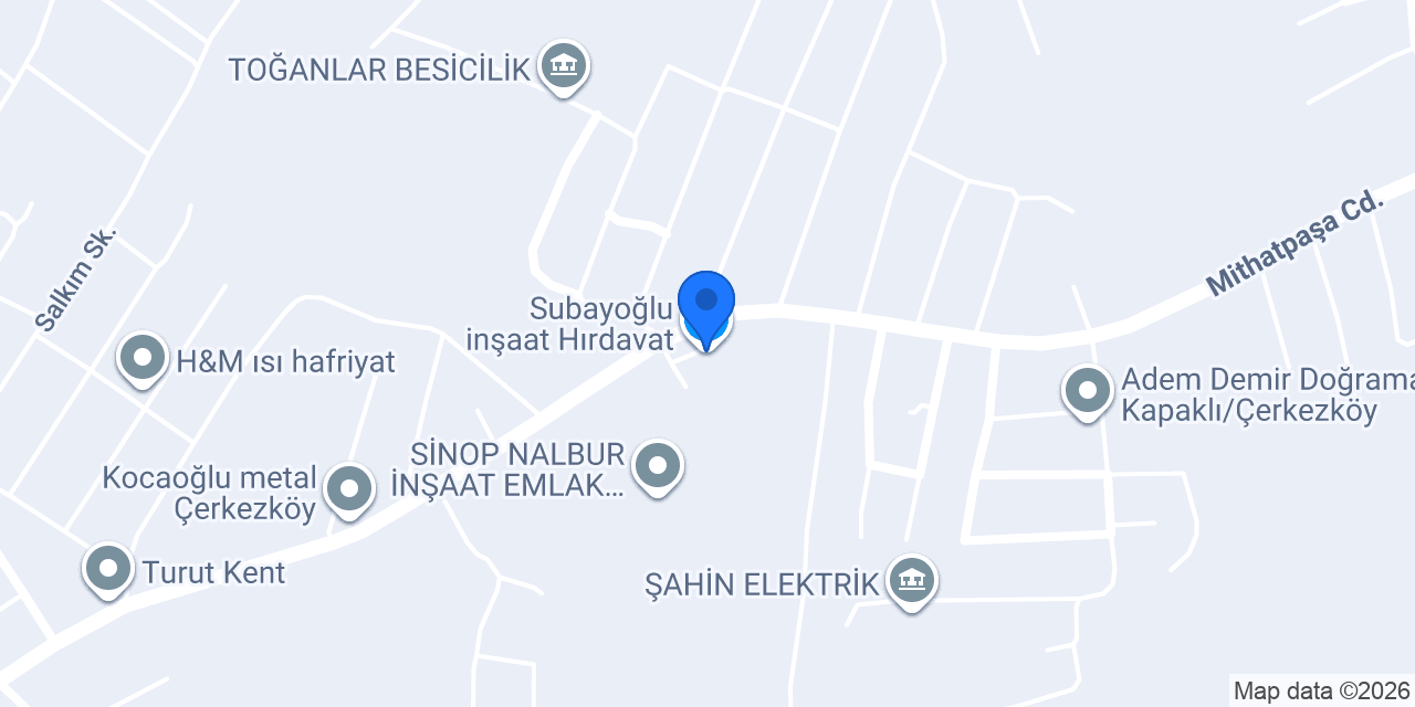 Subayoğlu inşaat Hırdavat konumu