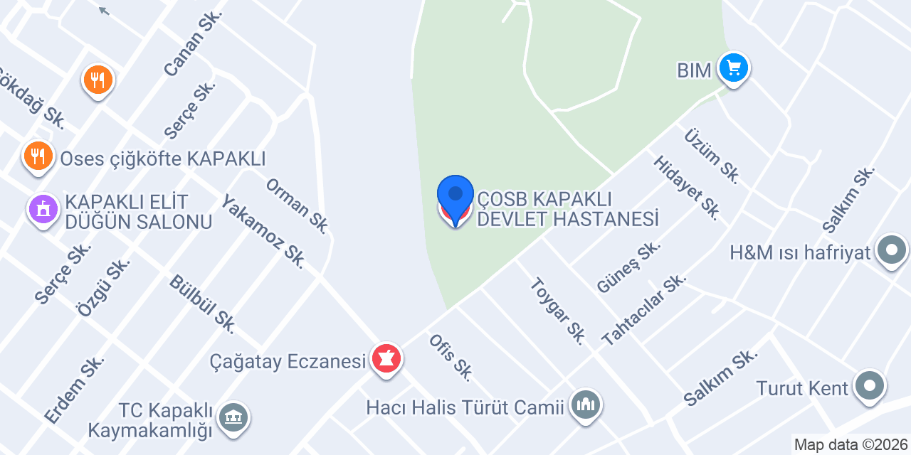 ÇOSB KAPAKLI DEVLET HASTANESİ konumu