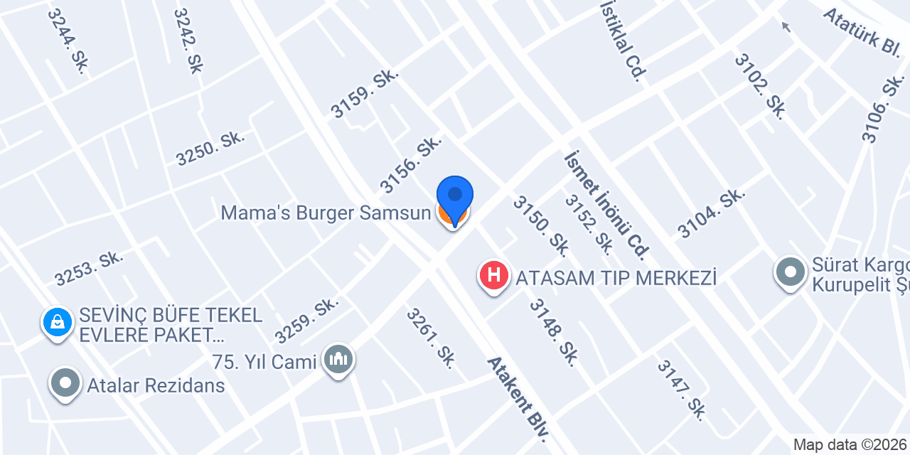 Mama's Burger Samsun konumu