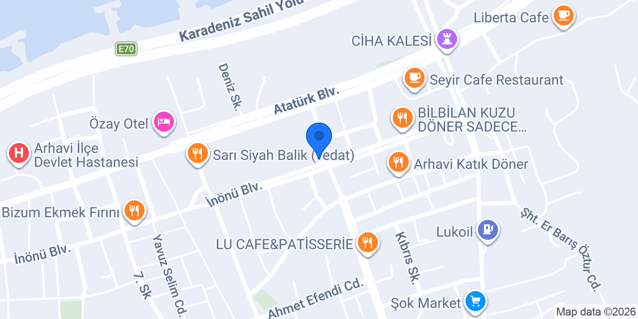 Gündoğdu Mobilya Arhavi konumu