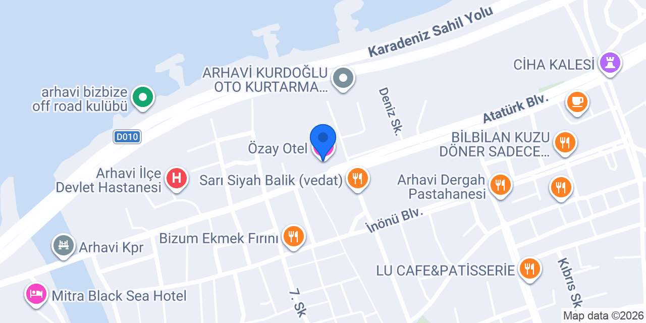 Özay Otel konumu