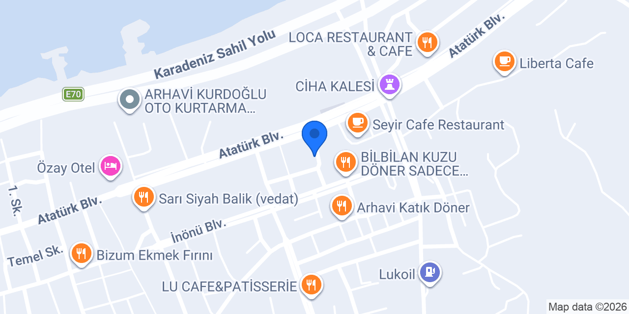 Akbank Arhavi Şubesi konumu