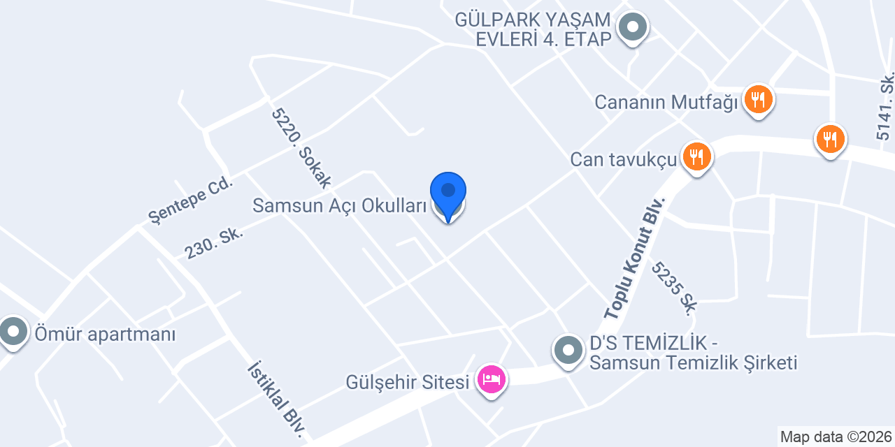 Samsun Açı Okulları konumu