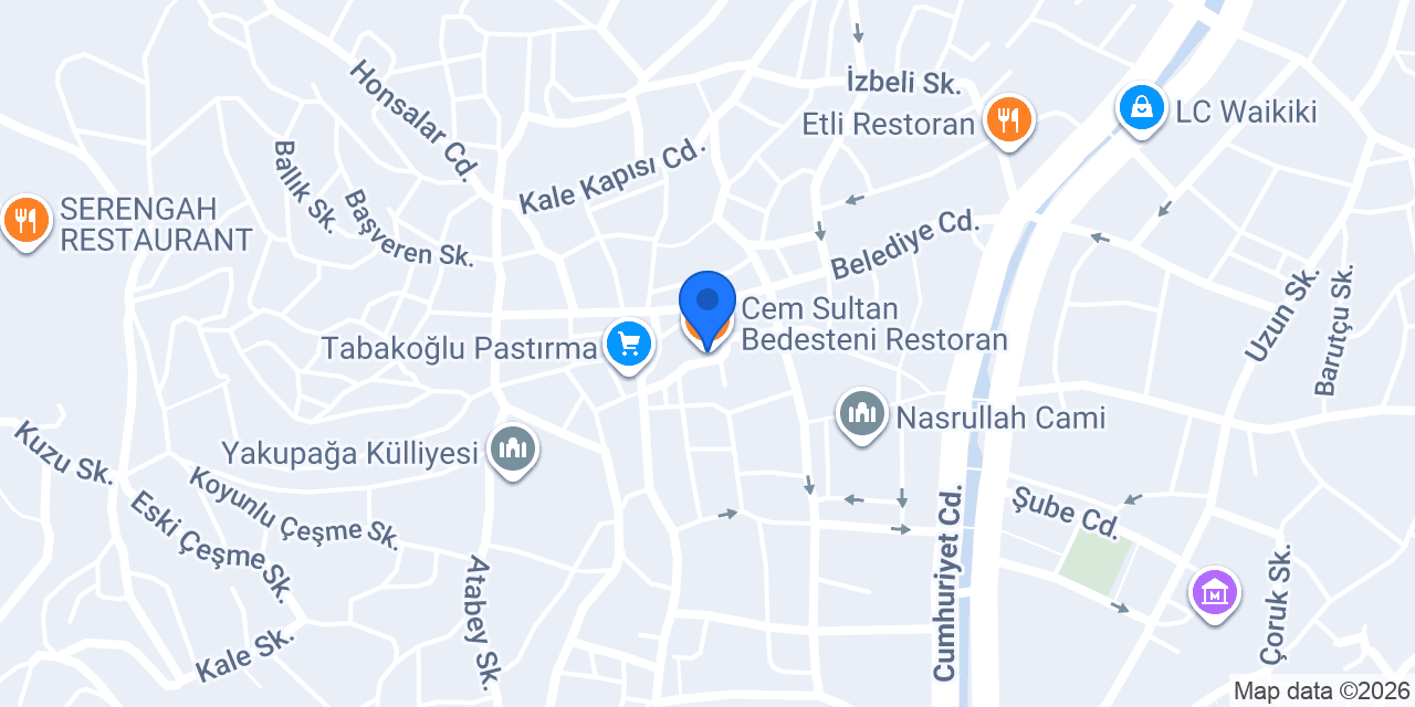 Cem Sultan Bedesteni Restoran konumu