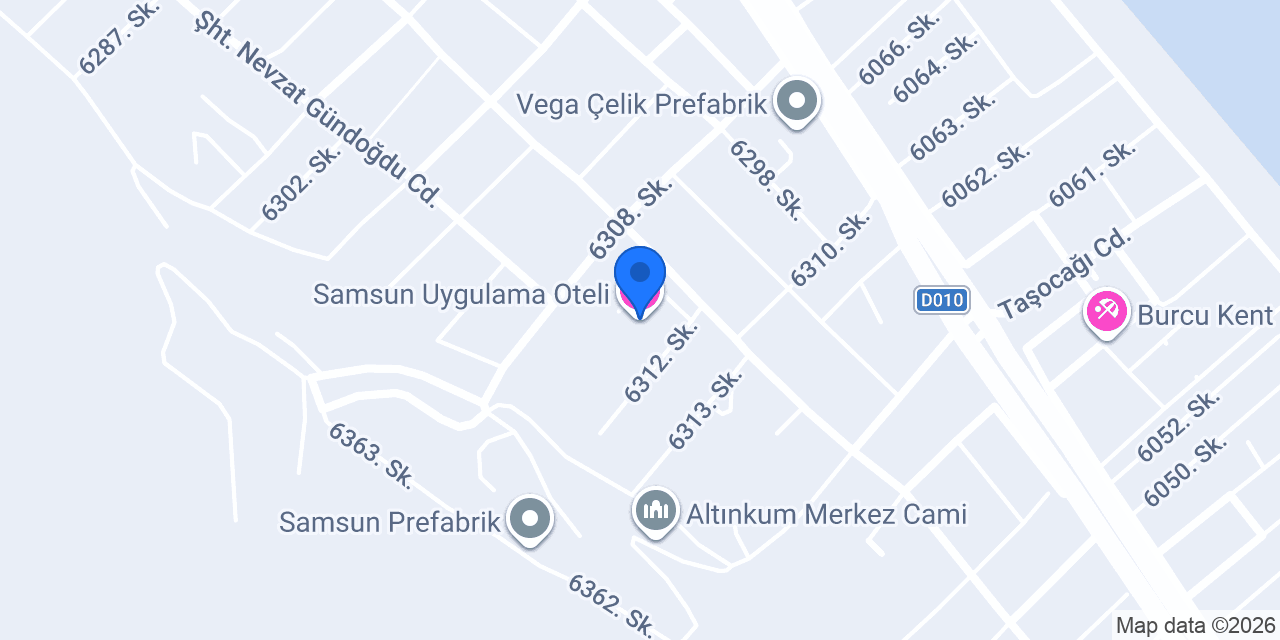 Samsun Uygulama Oteli konumu