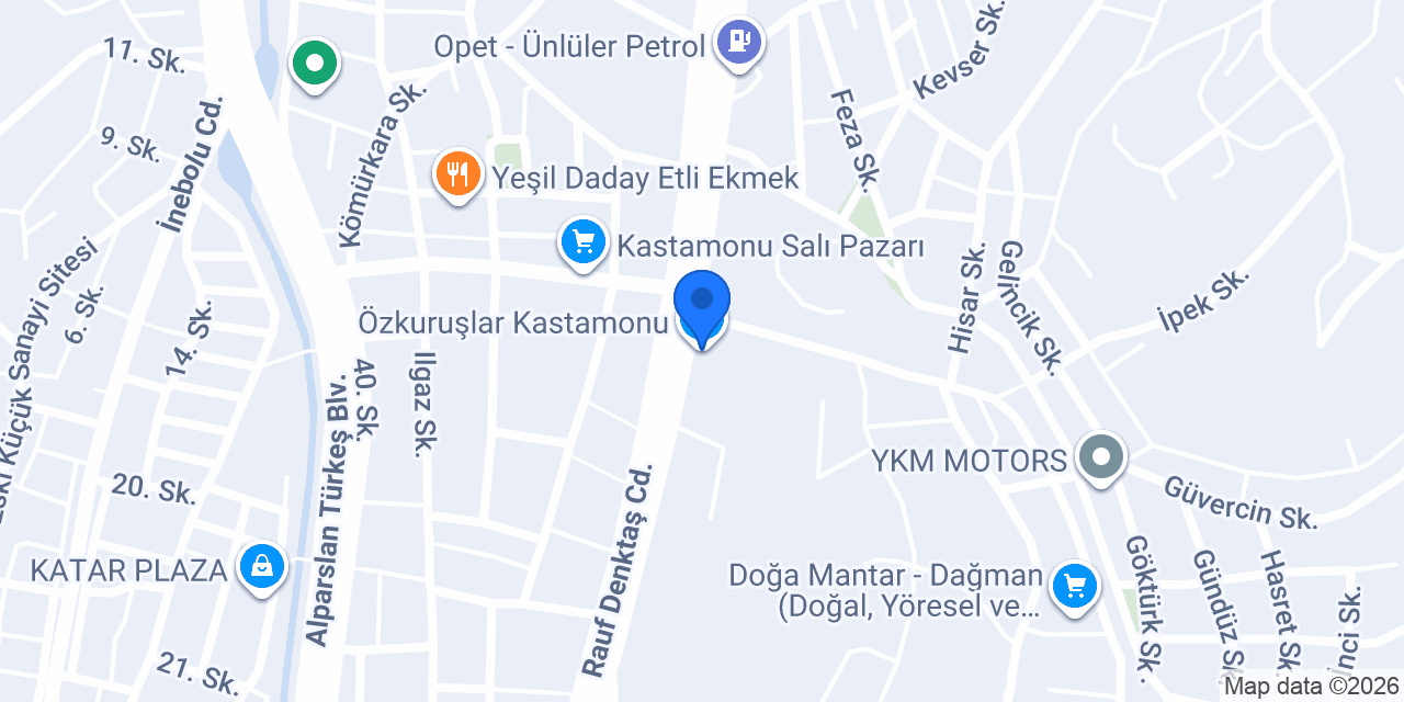 Özkuruşlar Kastamonu konumu