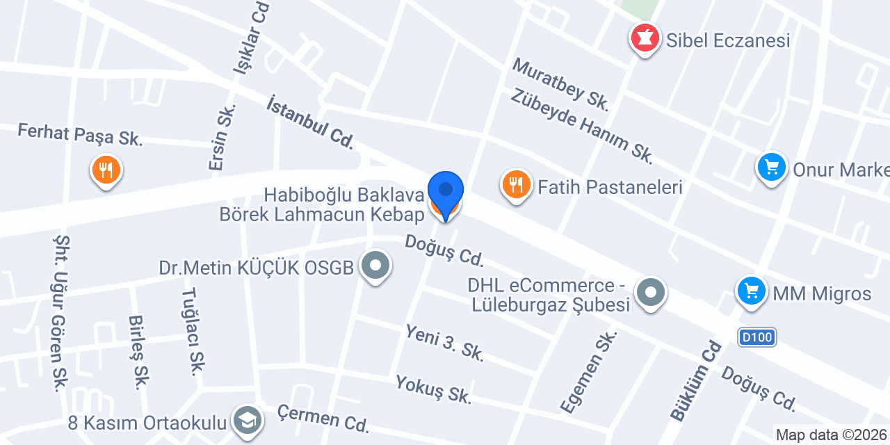 Habiboğlu Baklava Börek Lahmacun Kebap konumu