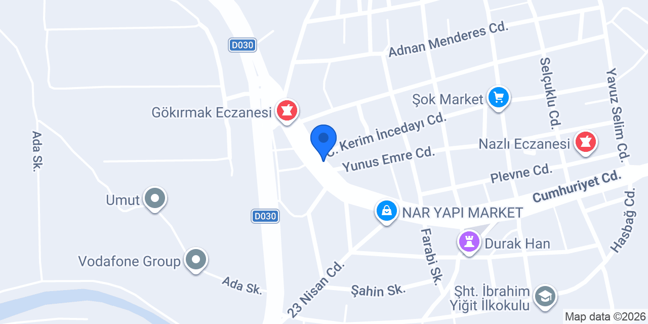 YILDIRIM ÇİÇEKÇİLİK DURAĞAN konumu