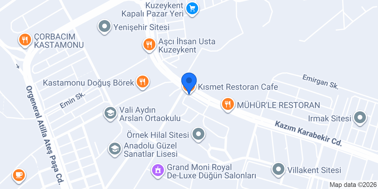 Kısmet Restoran Cafe konumu