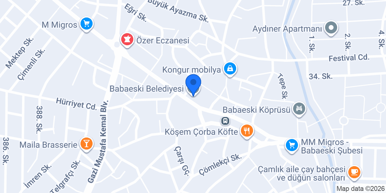 Babaeski Belediyesi konumu